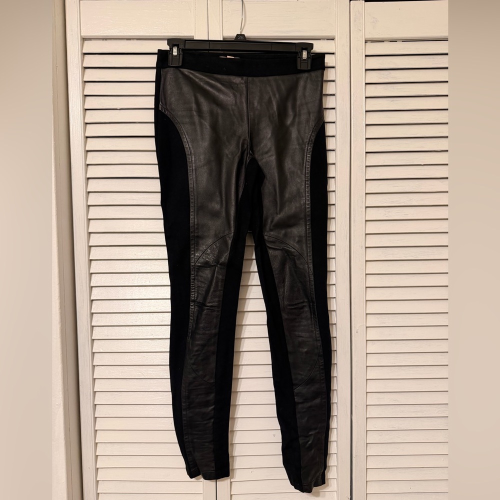 Black Leather Panel Leggings